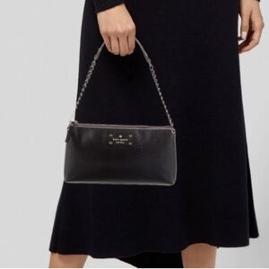 KATE SPADE New York Wellesley Byrd Black Gold-Color Chain Strap Shoulder Bag
